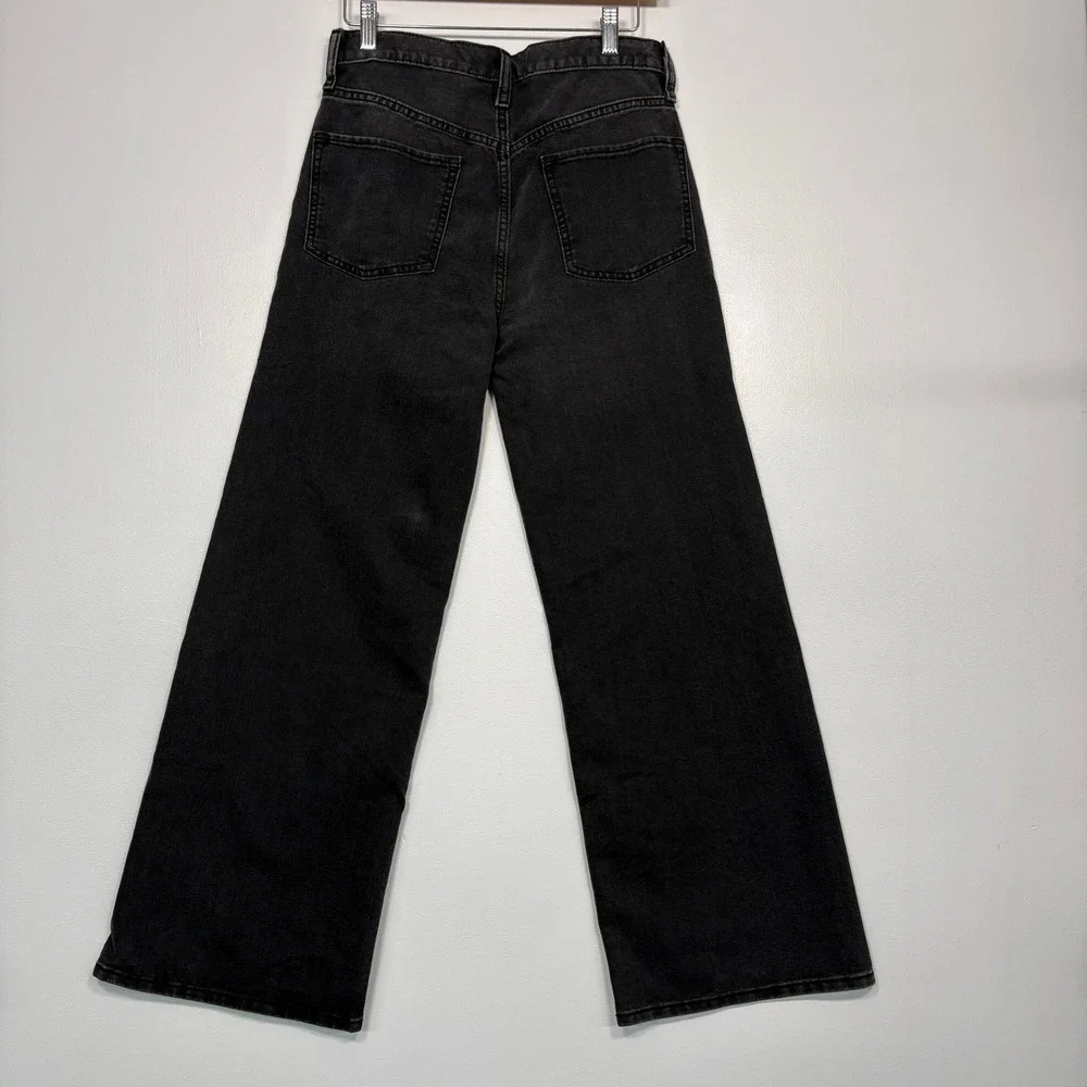 Old Navy Girls Jeans 16 Black High Rise Baggy Wide Leg Built-In Tough Adjustable